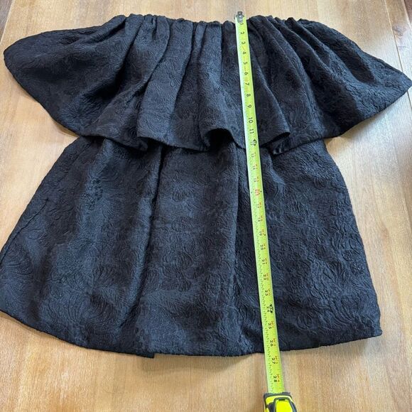Ulla Johnson Oui Dress Size 4 Strapless Jacquard Floral Motif Black Silk Blend - Picture 8 of 16